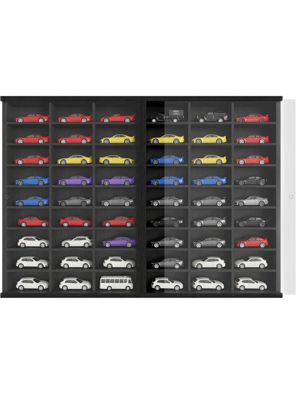 Wall-Mounted Model Car Display Case for 54 1/64 Scale Toy Cars - Collapsible